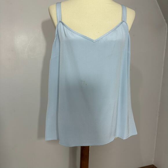 DONCASTER Blue Linen Silk 2pc Layered Top Set Sz 18 Cottage Preppy Eyelet Sheer - Picture 3 of 16
